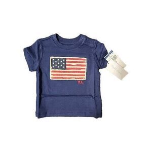 Navy Ralph Lauren Flag 100% Cotton Jersey Tee/t-shirt: Boys Size 9‎ Month